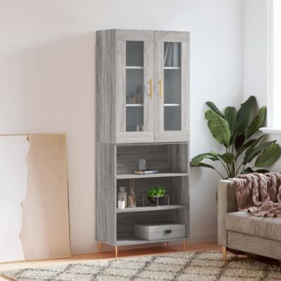 vidaXL Buffet haut Sonoma gris 69,5x34x180 cm Bois d'ingénierie 3198719