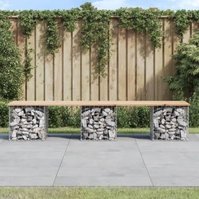 vidaXL Banc de jardin design de gabion 203x44x42 cm bois massif de pin 834341