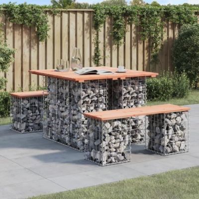 Vidaxl Table de jardin Gabion Design 100x102x72 cm Bois massif Douglas 834369 Marron - vue 3