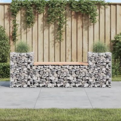 vidaXL Banc de jardin design gabion 183x41x60,5 cm bois massif douglas 834388