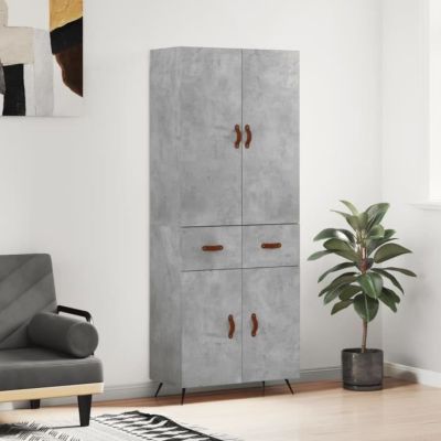 vidaXL Buffet haut Gris béton 69,5x34x180 cm Bois d'ingénierie 3198125