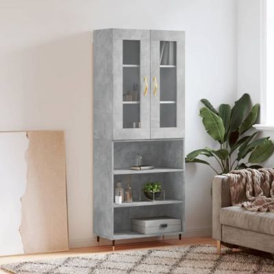 Vidaxl Buffet haut Gris béton 69,5x34x180 - vue 3