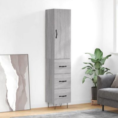 vidaXL Buffet haut Sonoma gris 34,5x34x180 cm Bois d'ingénierie 3198887