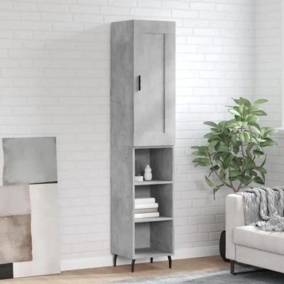 vidaXL Buffet haut Gris béton 34,5x34x180 cm Bois d'ingénierie 3200341