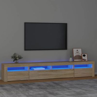 Vidaxl Meuble TV avec lumières LED Chêne sonoma 240x35x40 cm - vue 2