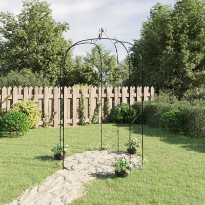 Vidaxl Arche de jardin - Ø180x255 cm - Acier - Couleur Noir - Structure Métal Gris - vue 3