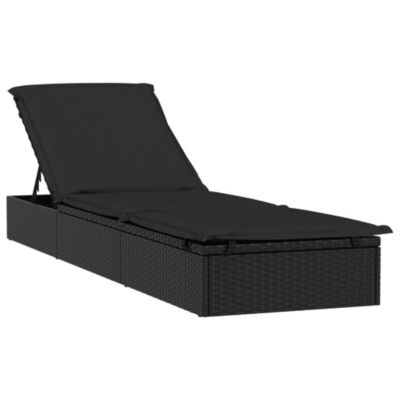Vidaxl Transat avec coussin - Noir résine tressée - vue 4
