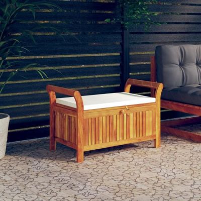 vidaXL Banc de rangement de jardin avec coussin 91 cm Bois d'acacia, mobilier de jardin, causeuse, siège de jardin, mobilier 31971