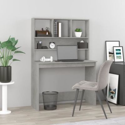 vidaXL Bureau avec étagères Gris béton 102x45x148 cm Bois d'ingénierie 823004