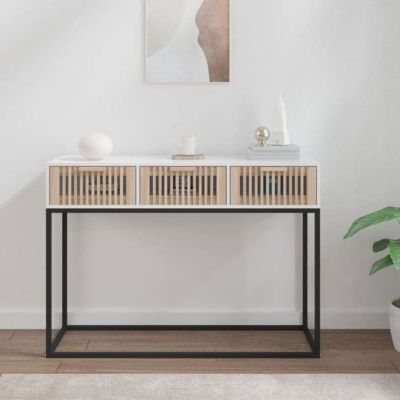 Vidaxl Table console blanc 105x30x75 cm bois d'ingénierie et fer