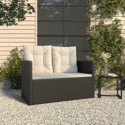 vidaXL Banc de jardin avec coussins Noir 105 cm Résine tressée 362318