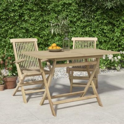vidaXL Table de jardin pliante gris 120x70x75 cm bois de teck solide 362763