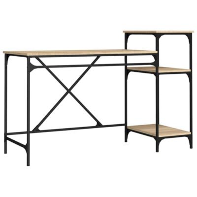 Bureau et étagères chêne sonoma 135x50x90cm bois ingénierie/fer vidaXL