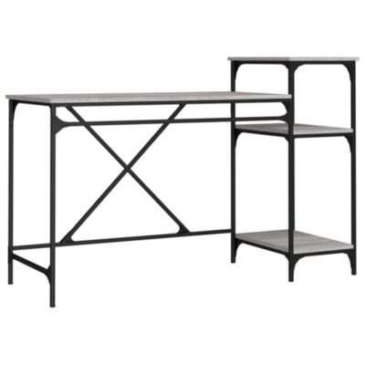 Bureau et étagères sonoma gris 135x50x90 cm bois ingénierie/fer vidaXL