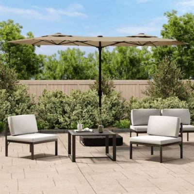 vidaXL Parasol de Jardin à Double Tête avec LED, Pare-soleil de Patio, Abri de Soleil, Parasol de Plage Terrasse Extérieur, 362972