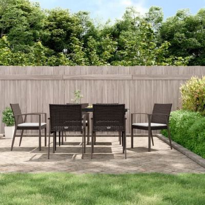 vidaXL Chaises de jardin coussins lot de 6 marron 56,5x57x83 cm rotin 3187078