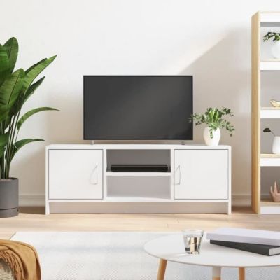 vidaXL Meuble TV blanc 102x30x37,5 cm bois d'ingénierie 823253