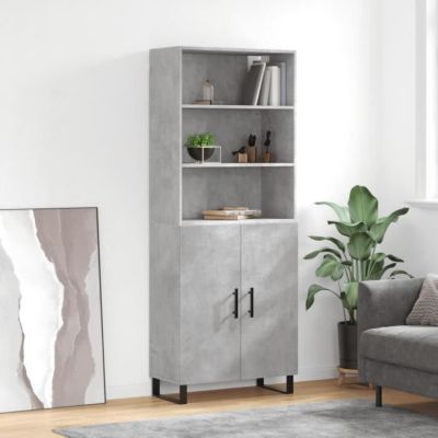 Vidaxl Buffet haut Gris béton 69,5x34x180 - vue 2
