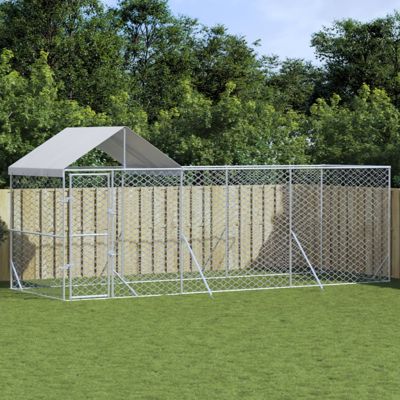 Chenil d extérieur pour chiens avec toit argenté 6x2x2,5 m
