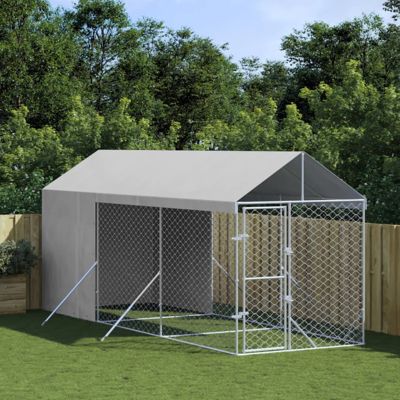 Chenil d extérieur pour chiens avec toit argenté 2x6x2,5 m