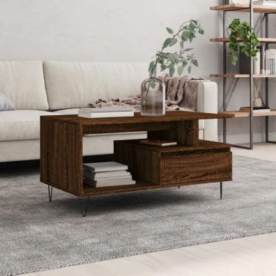 vidaXL Table basse Chêne marron 90x49x45 cm Bois d'ingénierie 831027