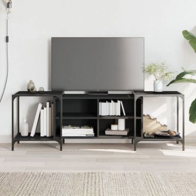 vidaXL Meuble TV noir 153x37x50 cm bois d'ingénierie 837602