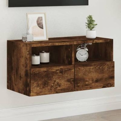 vidaXL Meuble TV mural chêne fumé 60x30x30 cm bois d'ingénierie 836862