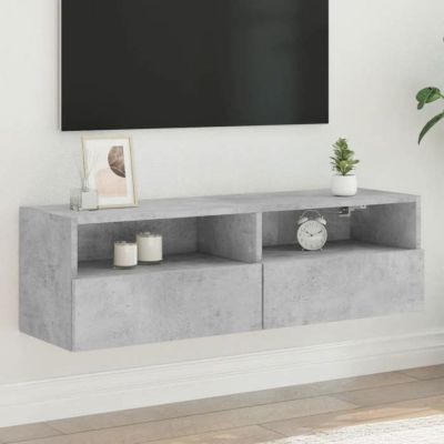 vidaXL Meuble TV mural gris béton 100x30x30 cm bois d'ingénierie 836888