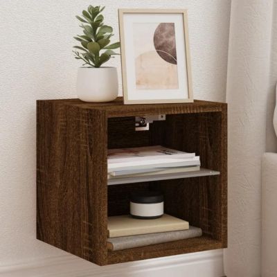 vidaXL Meuble TV Mural avec LumiÃ¨res LED, Armoire de TÃ©lÃ©vision Suspendue avec ÃtagÃ¨re, Meuble TÃ©lÃ© Flottant, Moderne, ChÃªne 83698