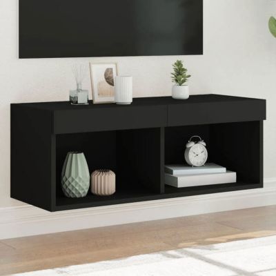 Vidaxl Meuble TV LED noir 80x30x30 cm