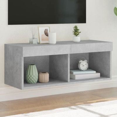 vidaXL Meuble TV avec Lumières LED, Armoire de Télévision Murale avec Rangement, Meuble Télé Suspendu Salon Salle de Séjour, 83714