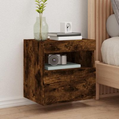 Vidaxl Meuble TV Mural avec Lumières LED, Armoire de Télévision Suspendue avec Rangement Marron - vue 3