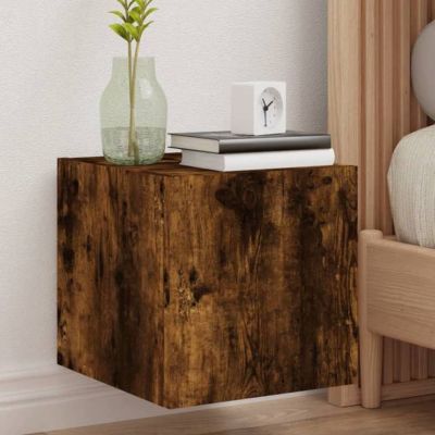 Vidaxl Meuble TV Mural avec Lumières LED, Armoire de Télévision Suspendue avec Rangement Marron - vue 2