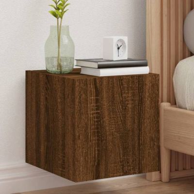 vidaXL Meuble TV Mural avec Lumières LED, Armoire de Télévision Suspendue, Meuble Télé Flottant, Moderne, Chêne Marron Bois 837230