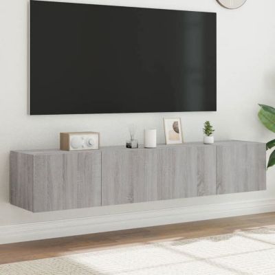 Vidaxl Meuble TV mural avec LED 80x35x31 cm 2pcs