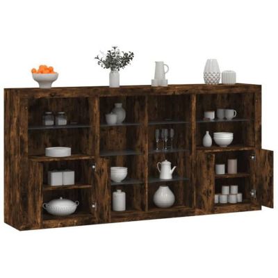 vidaXL Buffet avec Lumières LED, Armoire avec Porte, Meuble de Rangement, Organisateur de Salon Entrée Salle de Séjour, 3209188