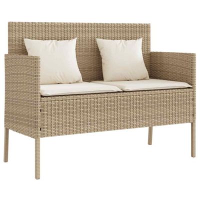 Vidaxl Banc de jardin - Beige, résine tressée - vue 3