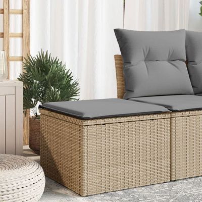 vidaXL Tabouret de Jardin avec Coussin, Siège avec Housse, Meuble de Terrasse Patio Balcon Extérieur, Beige 55x55x37cm 366092