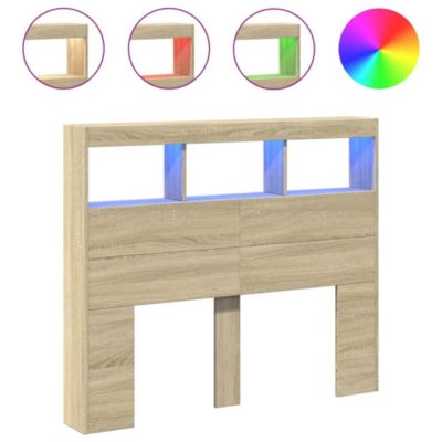 Armoire tête de lit avec LED chêne sonoma 120x17x102 cm vidaXL