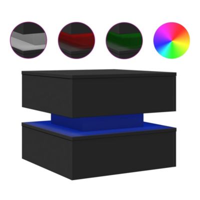Vidaxl Table basse avec lumières LED noir 50x50x40 cm