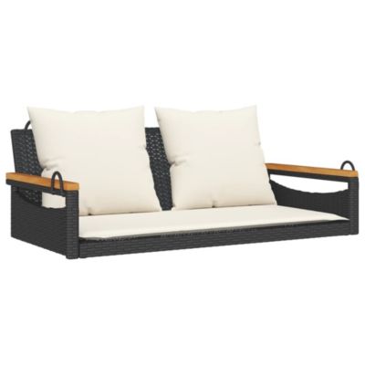 Balancelle avec coussins noir 109x62x40 cm résine tressée vidaXL