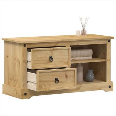 vidaXL Meuble TV Corona 100x40x52 cm bois de pin massif, banc TV, meuble hifi, centre de divertissement, buffet TV, meuble 4005668