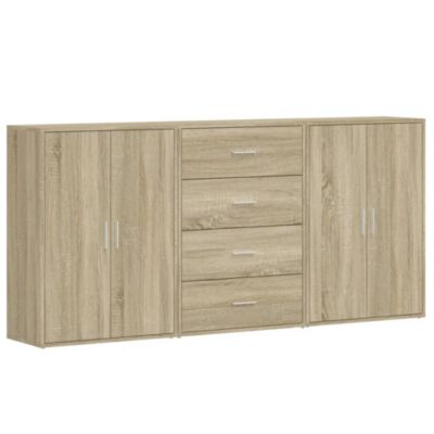 Buffets 3 pcs chêne sonoma 60x31x84 cm bois d'ingénierie vidaXL