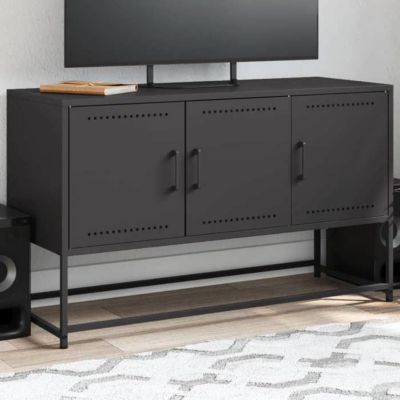 vidaXL Meuble TV noir 100,5x39x60,5 cm acier, support TV, buffet TV, meuble multimédia, banc TV, armoire hifi, centre de 846476