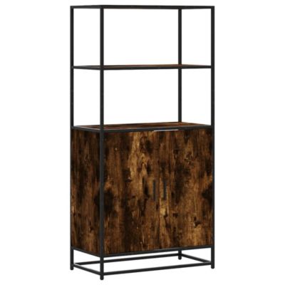 Buffet haut chêne fumé 68x35x139 cm bois d'ingénierie métal vidaXL