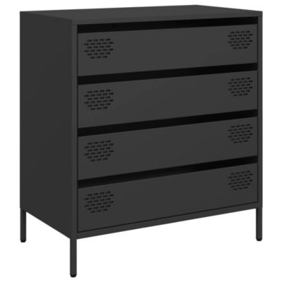 Vidaxl Buffet noir 68x39x73,5 cm acier laminé