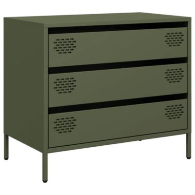 Buffet vert olive 68x39x58,5 cm acier laminé à froid vidaXL