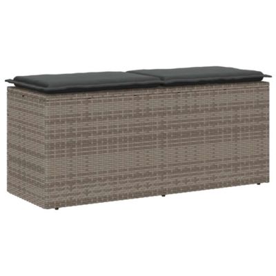 Vidaxl Banc de jardin avec coussin gris 110x40x44 cm résine tressée - vue 3