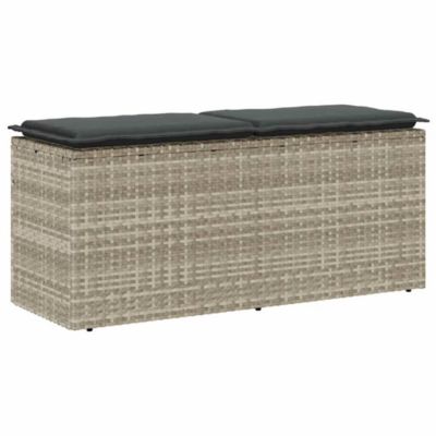 Vidaxl Banc de jardin avec coussin gris 110x40x44 cm résine tressée - vue 4