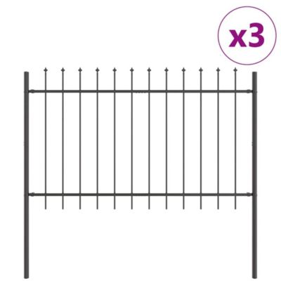Clôture de jardin WOERDEN 3 pc 5,1 x 0,8 m Gris vidaXL